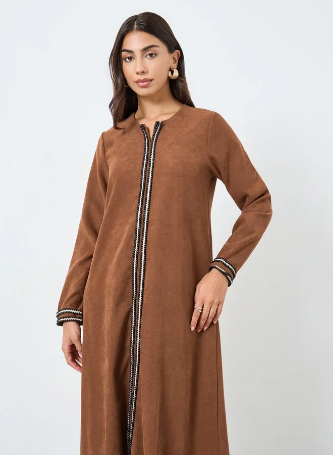 Amirah Rust Lace Insert Maxi Jalabiya