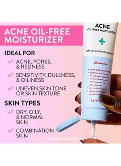 Peach Slices | Acne Oilfree Moisturizer | Satin Matte Finish | 0.5% Salicylic Acid | Hyaluronic Acid | Prevents Breakouts | Pore Minimizing | Clear Skin | Silicone Free | Face Moisturizer | 2.8 Oz  - Image 4