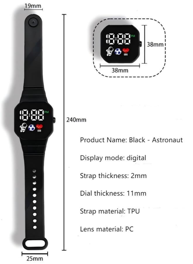 دي تي جي بي ساعات إلكترونية مربعة ليد للأطفال بست قطع رائد الفضاء - Image 2