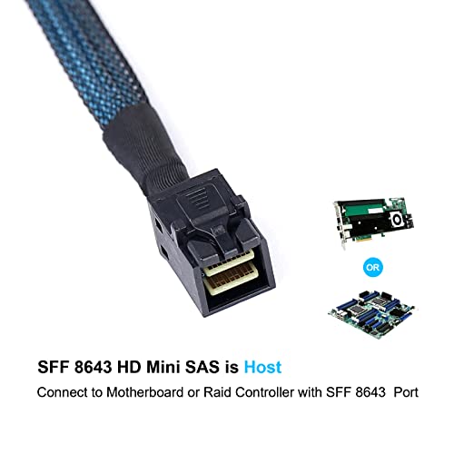 ADCAUDX 2Pack Mini SAS to SATA Cable: 0.5M SFF-8643 to SATA Forward Breakout Mini SAS HD SFF 8643 Controller to Hard Drive Cable (1.6FT) - Image 2