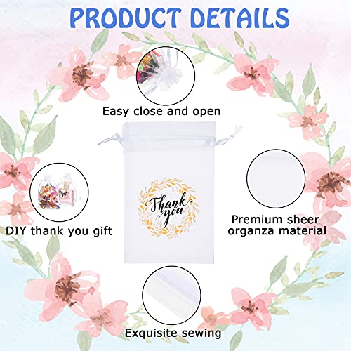 Shappy 100 Pcs Thank You Sheer Bags Organza Bags 4 x 6 Small Jewelry Present Pocket with Drawstring Bulk, Mesh Wedding Party Favor Pocket for Sachet, Jewelry, Makeup Organza Favor Bag(White) - Image 3