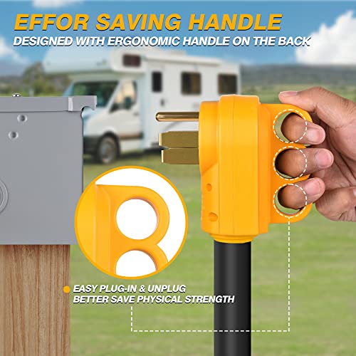 MICTUNING 125 250V 50Amp Heavy Duty RV Replacement Male Plug with Ergonomic Handle Yellow - Image 3