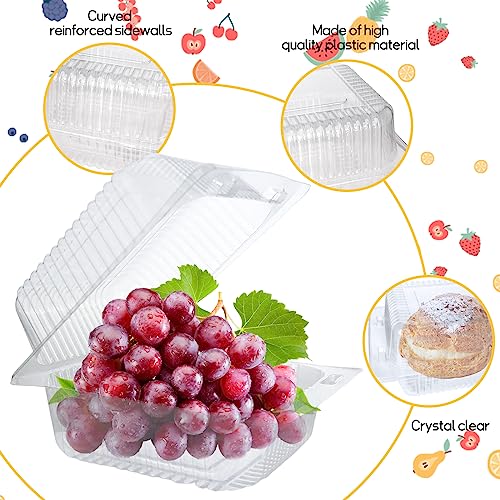 Jizvxe 200 Pcs Clear Plastic Take out Containers,Disposable Fancy Hinged Top Square Clamshell Food Boxes,Cake Slice Containers Clamshell Takeout Tray with Clear Lids,5.3x4.7x2.8 Inch - Image 3