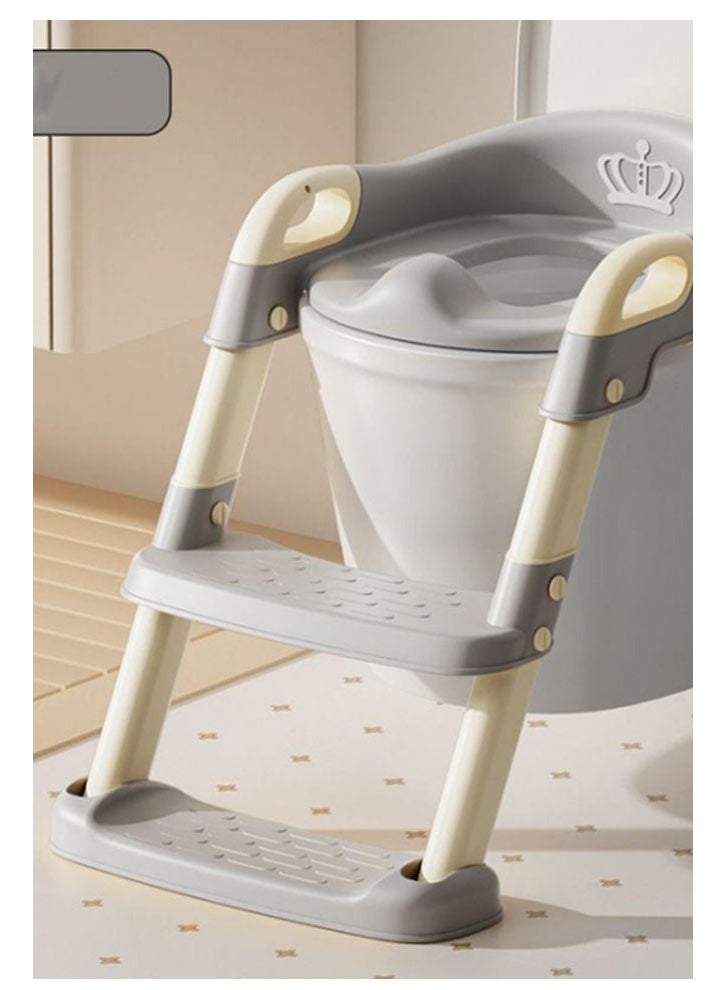 إن كي أكس مقعد تدريب على استخدام المرحاض مع سلم قابل للتعديل، غير قابل للانزلاق، واقي مدمج من الرش - Image 1