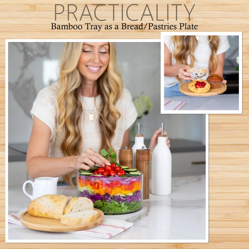 25DOL XXL Extra Large 10 inch Clear Glass Salad Bowl Dishã€Hand Blownã€‘ Dual Function Bamboo Lid - Mixing Bowl for Salads, Dessert, Fruit, Punch - Centerpiece Large Serving Bowls - Airtight Lid - Image 5