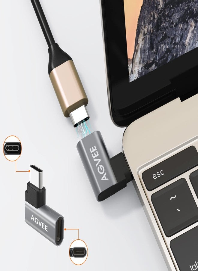 AGVEE [4 Pack 90 Degree Right Angled USB-C Male to USB-C Female Adapter (Type-C 3.2 Gen 2) Converter Video Type-C 10G Data Extension Coupler Connector, Gray - Image 5