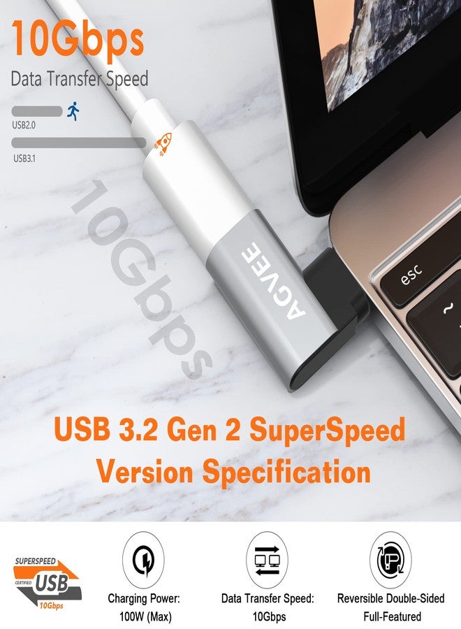 AGVEE [4 Pack 90 Degree Right Angled USB-C Male to USB-C Female Adapter (Type-C 3.2 Gen 2) Converter Video Type-C 10G Data Extension Coupler Connector, Gray - Image 2