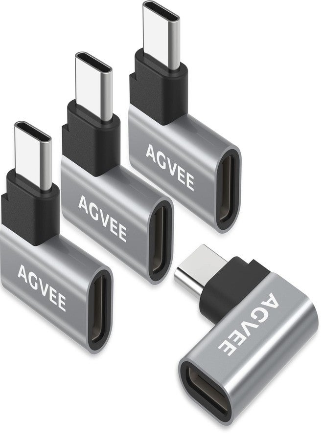 AGVEE [4 Pack 90 Degree Right Angled USB-C Male to USB-C Female Adapter (Type-C 3.2 Gen 2) Converter Video Type-C 10G Data Extension Coupler Connector, Gray - Image 1
