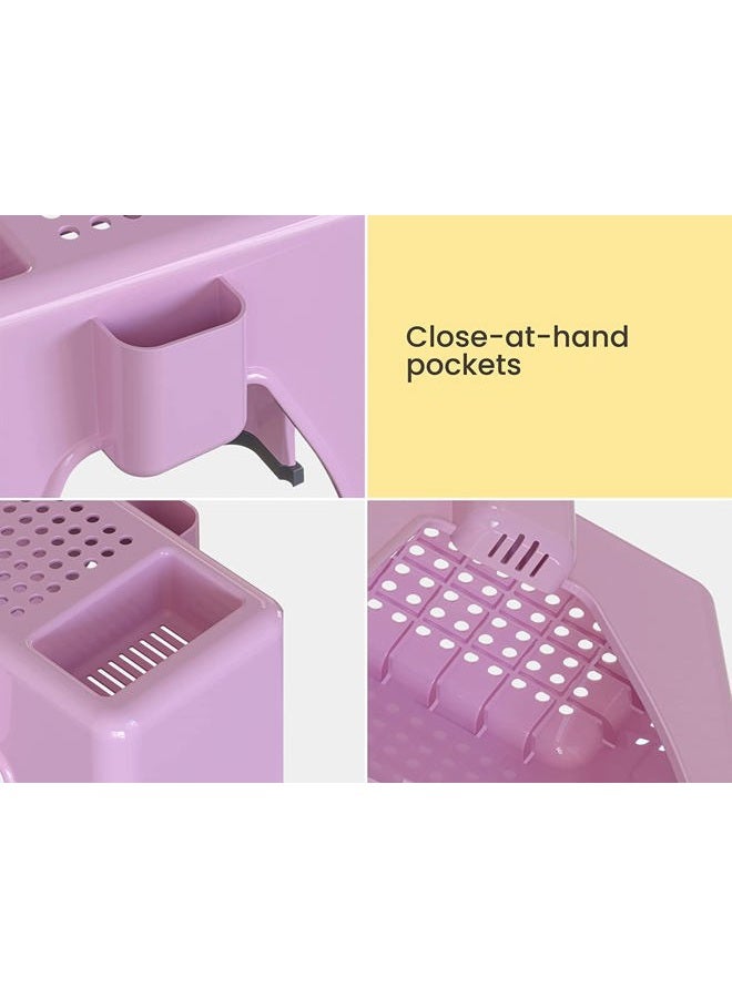 Skywin Shower Shaving Foot Rest - Plastic Shower Stool for Shaving Legs, 3 Pockets hold Shaving Essentials, 9.27 x 7 x 10 inches (Pink) - Image 4