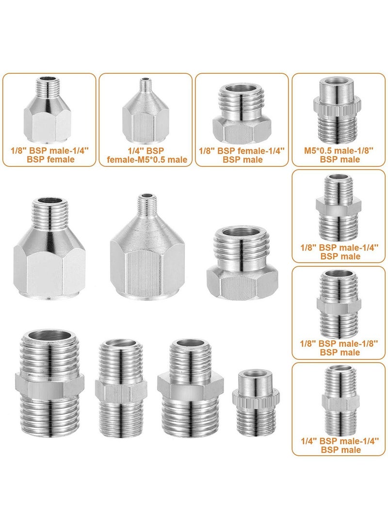 15 Pieces Airbrush Adapter Set Airbrush Quick Release Coupling Disconnect Adapter Kit Airbrush Quick Release Disconnect Fitting Connector Set Female Connectors for Air Compressor and Airbrush Hose - Image 3