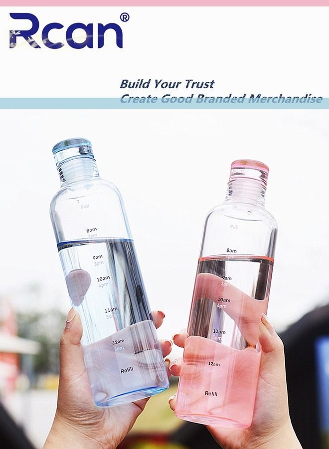 ركان زجاجة ماء زجاجية عالية البورسليكات مع علامات الوقت ، 550 مللي / 19 أونصة ، زرقاء متدرجة ، زجاجة ماء رياضية معزولة بالشفط ومضادة للتسرب للأطفال البالغين خالية من مادة BPA - Image 5