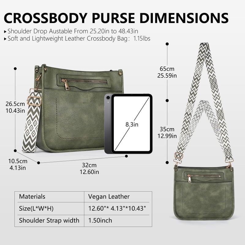 TANTOMI Crossbody Bags for Women Crossbody Purses Vegan Leather Hobo Bag Shoulder Handbags with Guitar Strap-7 Pockets - Image 3