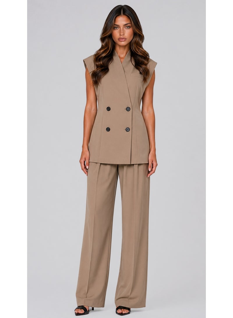 KYVELi Modern Elegance Suit Set-Beige - Image 2
