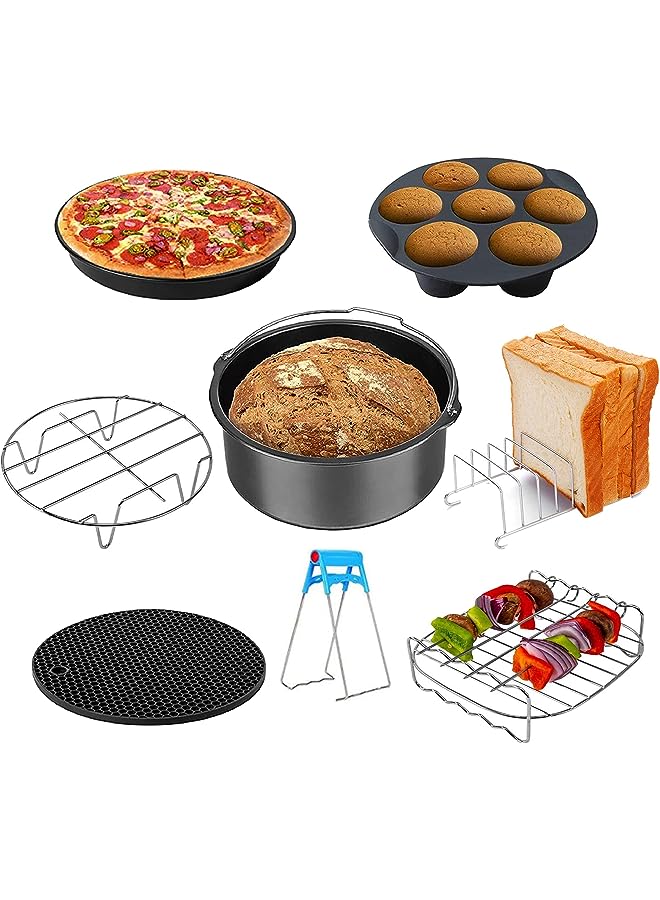 Raxoom Roasting Racks Silicone Air Fryer Accessories, Set of 6,5.3QT - 5.8QT, 8in - Image 1