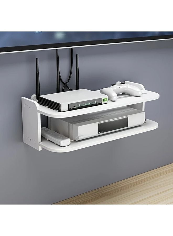 Double Layer 11.81 Inch Wall Mounted Utility Rack No Drill Installation For WiFi Routers And Set Top Boxes - Image 2