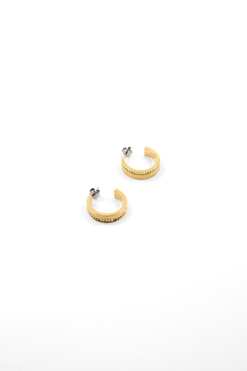 BOSS Women 1 Pair Stainless Steel Crystal Detailed Earrings, Gold  - Image 1