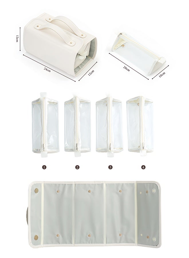 Travel Makeup Bag 4-in-1 Roll-Up,Capacity Cosmetic Bag for Women Portable Pouch Case Toiletry Bag Storage Organizer With 4 Detachable Removable - Image 4