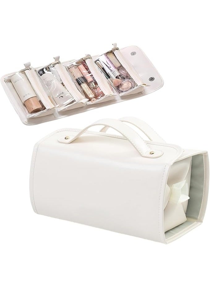 Travel Makeup Bag 4-in-1 Roll-Up,Capacity Cosmetic Bag for Women Portable Pouch Case Toiletry Bag Storage Organizer With 4 Detachable Removable - Image 1