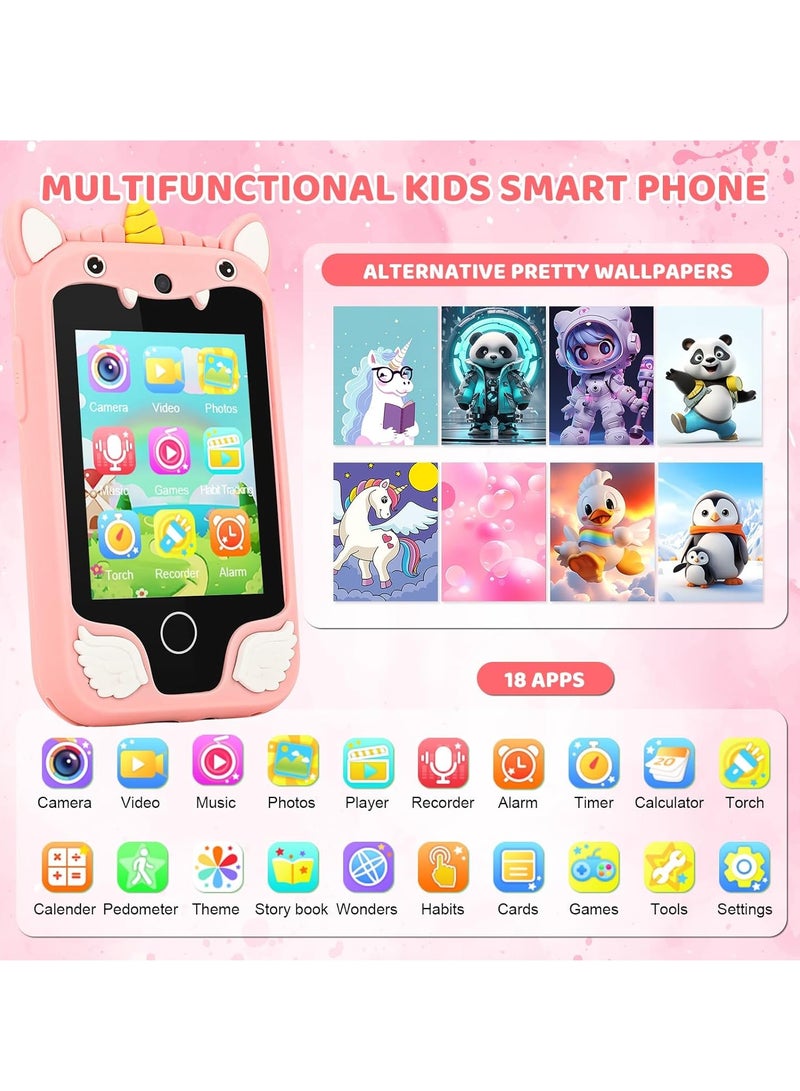 EVEREEN Kids Smart Phone for Girls, Dual Camera Unicorn Kids Phone Toy with Games, Music Player, Toddler Cell Phone Kids Learning Play Toy for 3-12 Years Old Boys Girls, Christmas Birthday With 8G Card (Pink) - Image 2