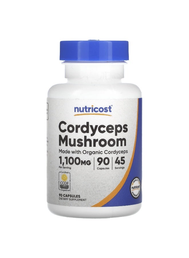 Nutricost نوتريكوست، فطر الكورديسيبس، 1,100 ملغ، 90 كبسولة (550 ملغ لكل كبسولة) - Image 1