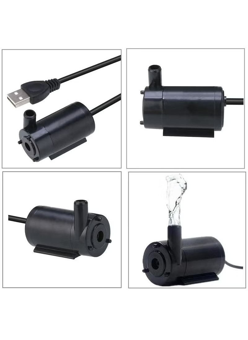 ماركة غير محددة 3 قطع من مضخات المياه الغاطسة الصغيرة، تيار مستمر 3.5 فولت، بمنفذ USB، مناسبة لأحواض السمك، وأحواض البرك، ونوافير الزراعة المائية، ونافورات الحدائق، وشلالات المياه، باللون الأسود.  - Image 4