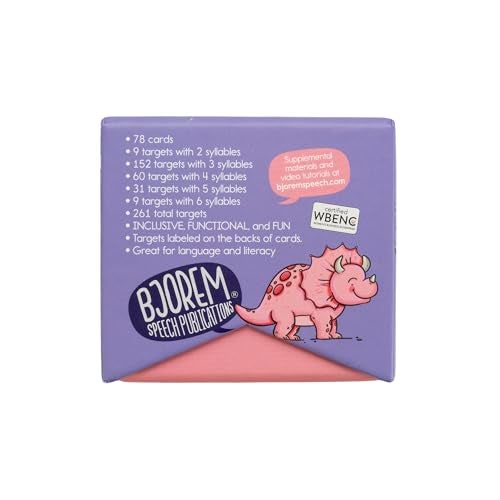 Bjorem Speech Multisyllabic Words Deck for Speech Therapy Inclusive Functional and Educational Resource Autism Childhood Apraxia of Speech Phonological Disorder 78 Cards with 281 Target Words - Image 5