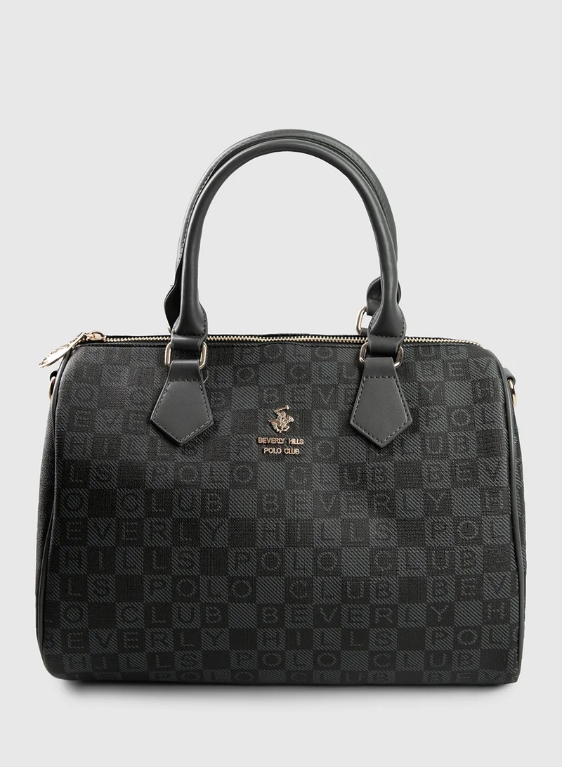 BEVERLY HILLS POLO CLUB Logo Patterned Satchel Bag