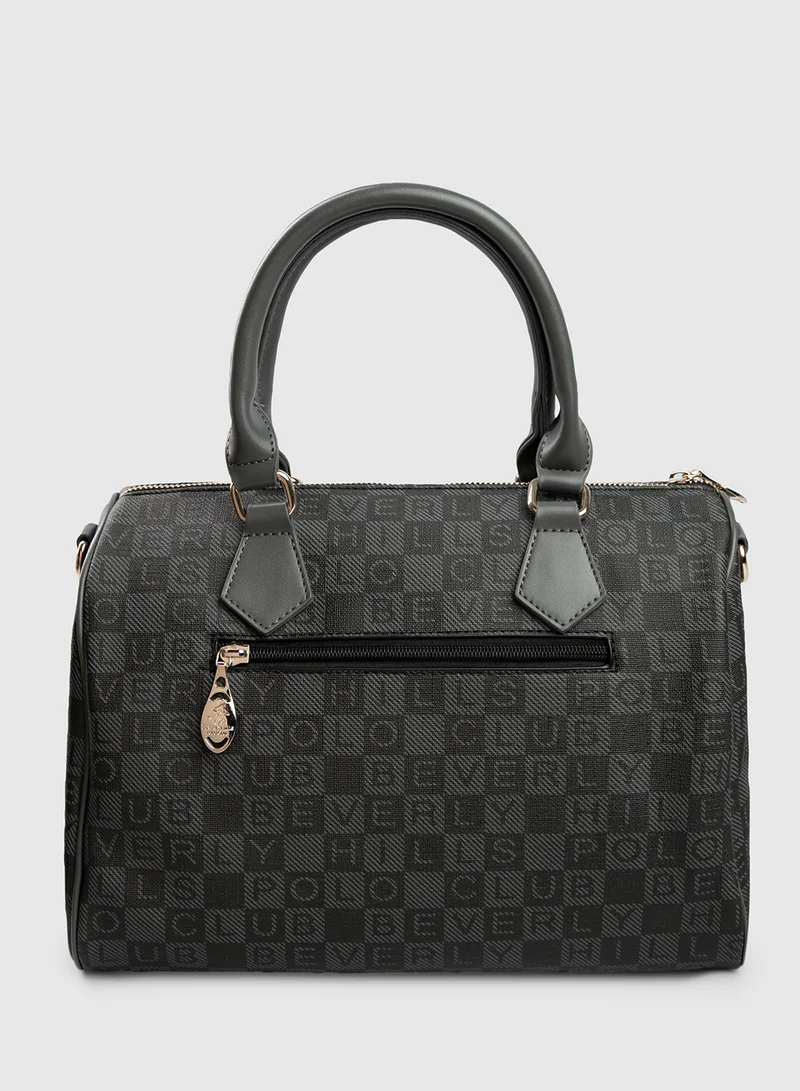 BEVERLY HILLS POLO CLUB Logo Patterned Satchel Bag