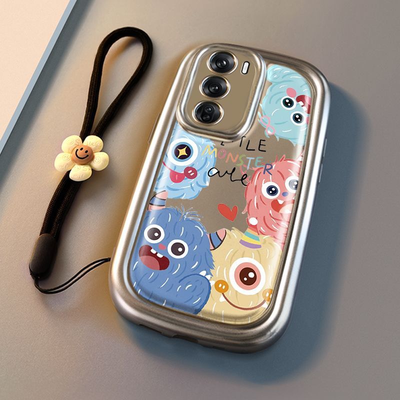 Silicone Phone Case with Lanyard for OPPO Reno 12 and Reno 11 Pro – Shockproof Air Cushion Protection for Women - Image 1
