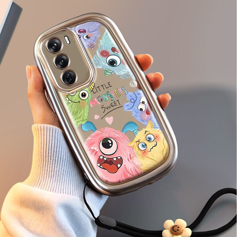Silicone Phone Case with Lanyard for OPPO Reno 12 and Reno 11 Pro – Shockproof Air Cushion Protection for Women - Image 4