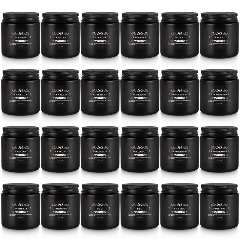 TLNFHRPI 24PCs Black Scented Candles - Men Candle Set, Soy Wax Candle for Parties, Yoga, Christmas,Advent and Home Scene, Indoor Outdoor 3.05 Ounce Each - Image 2