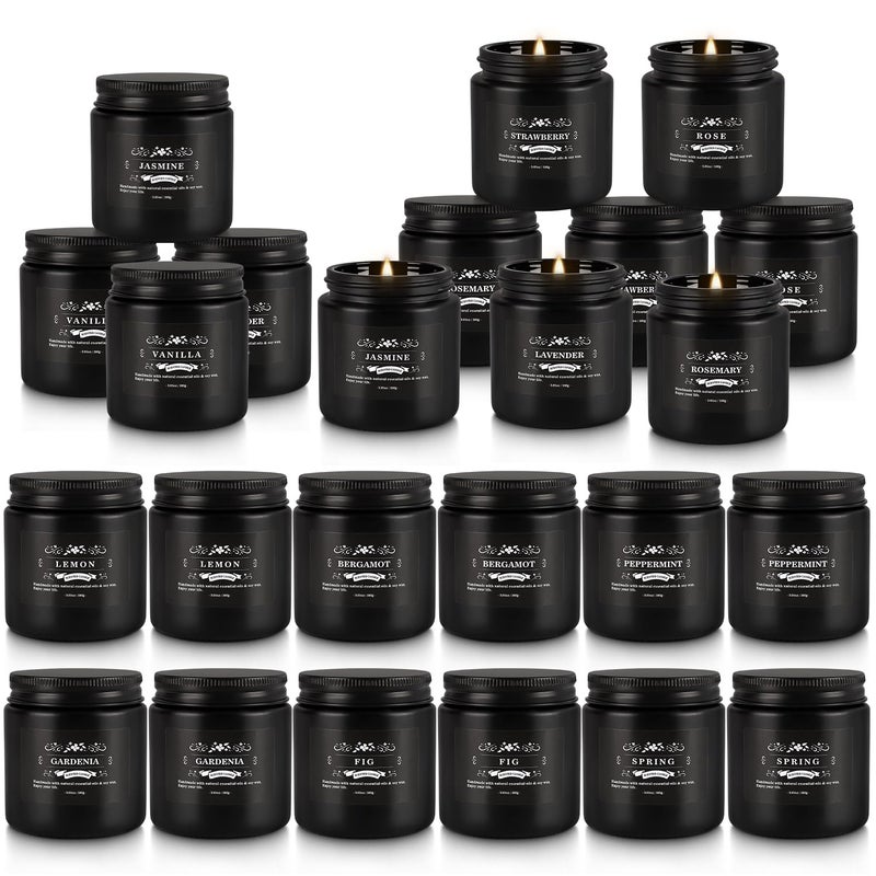 TLNFHRPI 24PCs Black Scented Candles - Men Candle Set, Soy Wax Candle for Parties, Yoga, Christmas,Advent and Home Scene, Indoor Outdoor 3.05 Ounce Each - Image 3