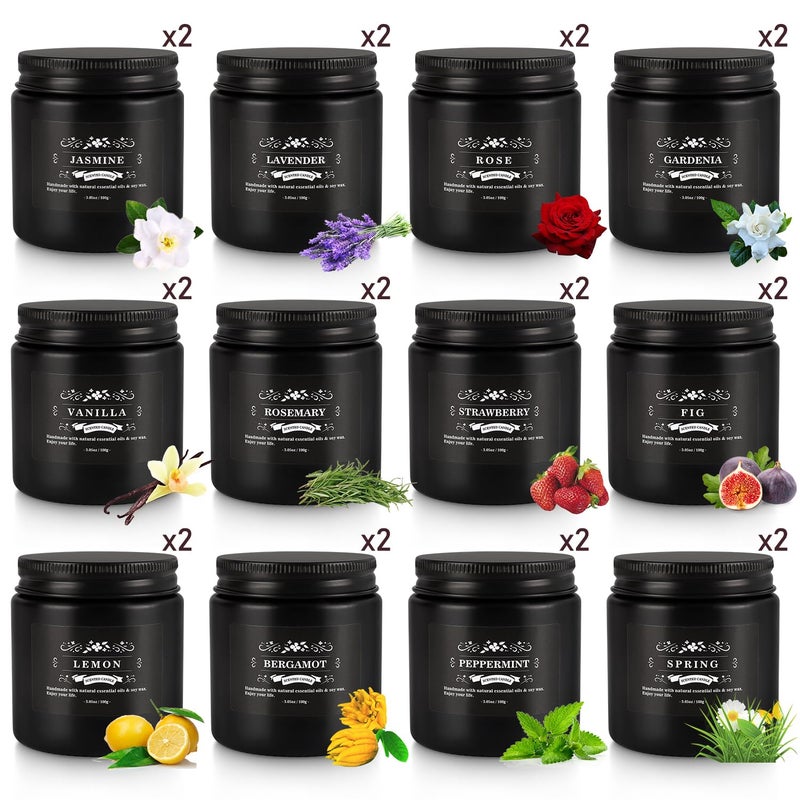 TLNFHRPI 24PCs Black Scented Candles - Men Candle Set, Soy Wax Candle for Parties, Yoga, Christmas,Advent and Home Scene, Indoor Outdoor 3.05 Ounce Each - Image 5