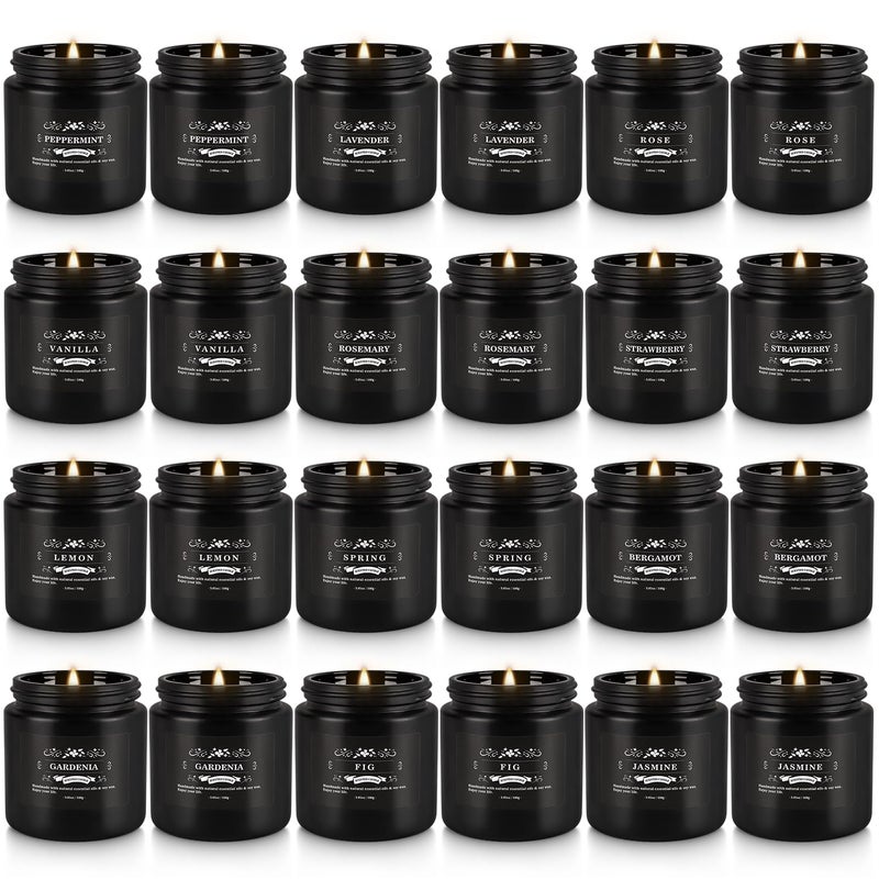 TLNFHRPI 24PCs Black Scented Candles - Men Candle Set, Soy Wax Candle for Parties, Yoga, Christmas,Advent and Home Scene, Indoor Outdoor 3.05 Ounce Each - Image 1