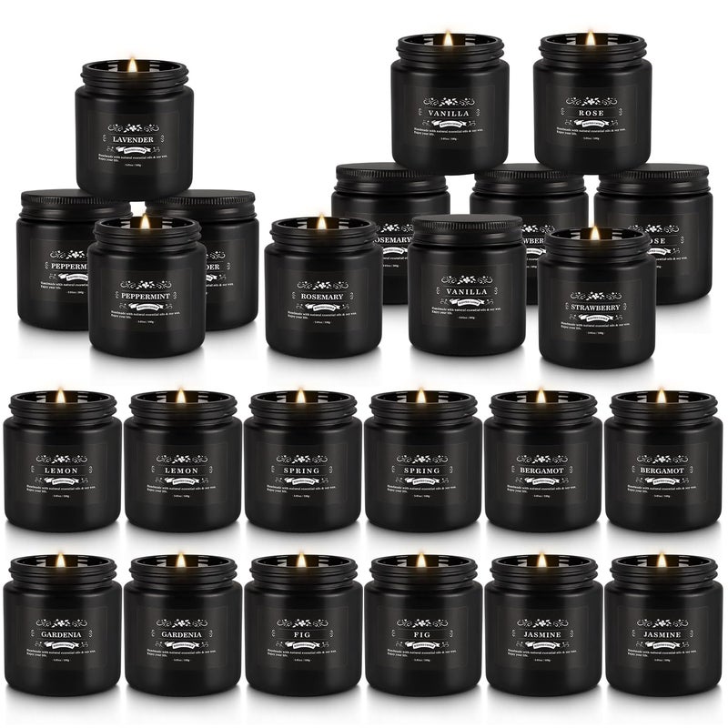 TLNFHRPI 24PCs Black Scented Candles - Men Candle Set, Soy Wax Candle for Parties, Yoga, Christmas,Advent and Home Scene, Indoor Outdoor 3.05 Ounce Each - Image 4
