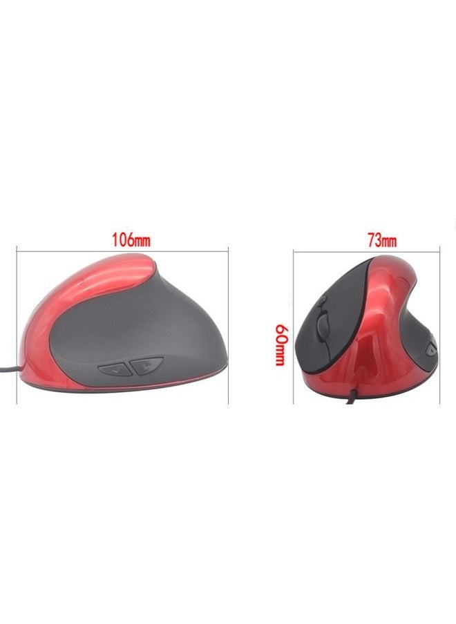 BURAQ JSY-05 6 Keys Wired Vertical Mouse Ergonomics Brace Optical Mouse(Red)  - Image 3