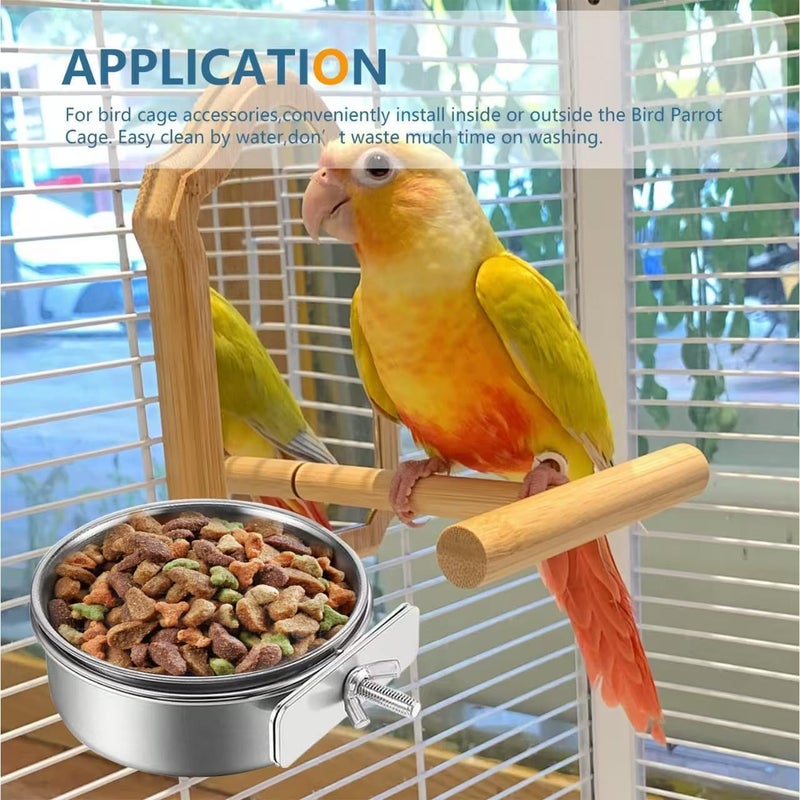 RoverPets 2 قطعة من أوعية تغذية الطيور المصنوعة من الفولاذ المقاوم للصدأ، كوب تغذية الطيور الصغيرة، وعاء طعام الببغاء من الفولاذ المقاوم للصدأ مع حامل القفص، مغذي ماء الببغاء (حامل كوب قفص الحيوانات الأليفة 250 مل) - Image 4