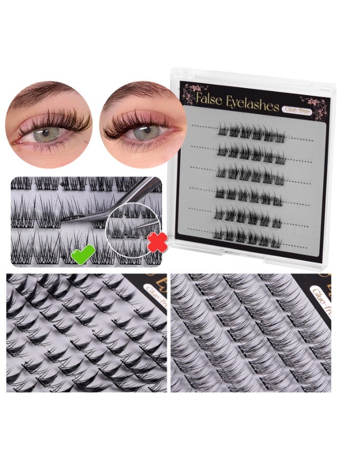 120 Clusters Clear Band Self-Adhesive Eyelashes - No Glue Needed, Sectional Lashes for Natural Look, Easy to Apply, Reusable - Image 4