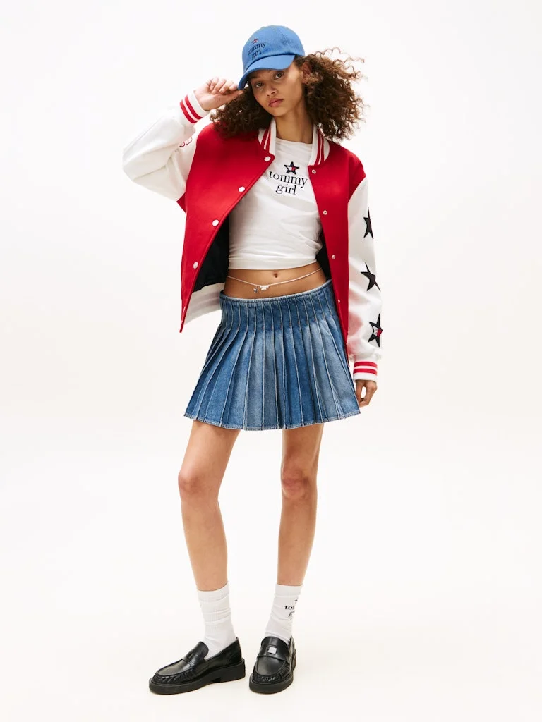 TOMMY JEANS Tommy Girl Pleated High Waist Denim Skirt