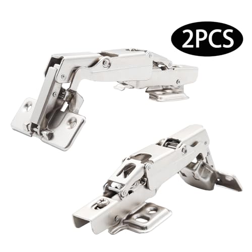 Adyoney 2Pcs 165 Degree Half Overlay Cabinet Hinges, Lazy Susan Hinge, Soft Close Hinge, Concealed Frameless Hydraulic Hinges for Corner, Kitchen, Cupboard, Door, Closets - Image 3