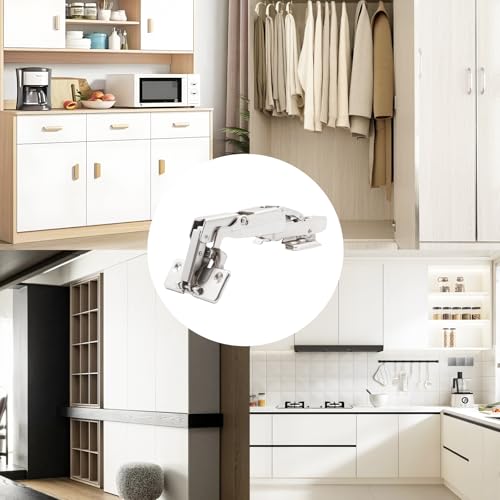 Adyoney 2Pcs 165 Degree Half Overlay Cabinet Hinges, Lazy Susan Hinge, Soft Close Hinge, Concealed Frameless Hydraulic Hinges for Corner, Kitchen, Cupboard, Door, Closets - Image 5