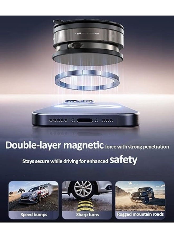 Vacuum Magnetic Car Phone Mount with Strong Magnet, Foldable Suction Cup Holder with 360° Rotating, Universal Car Phone Mount Compatibility for Smartphones, Black - Image 4