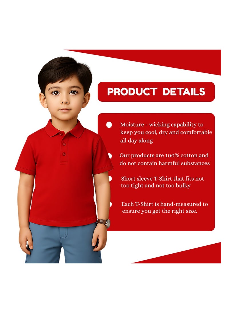 برينت شوب فور مي تيشيرت بولو أساسي للجنسين للأطفال 230 GSM (أحمر) - Image 4