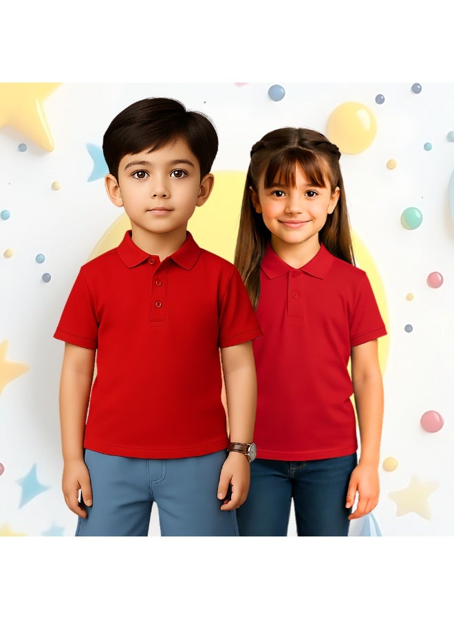 برينت شوب فور مي تيشيرت بولو أساسي للجنسين للأطفال 230 GSM (أحمر) - Image 5
