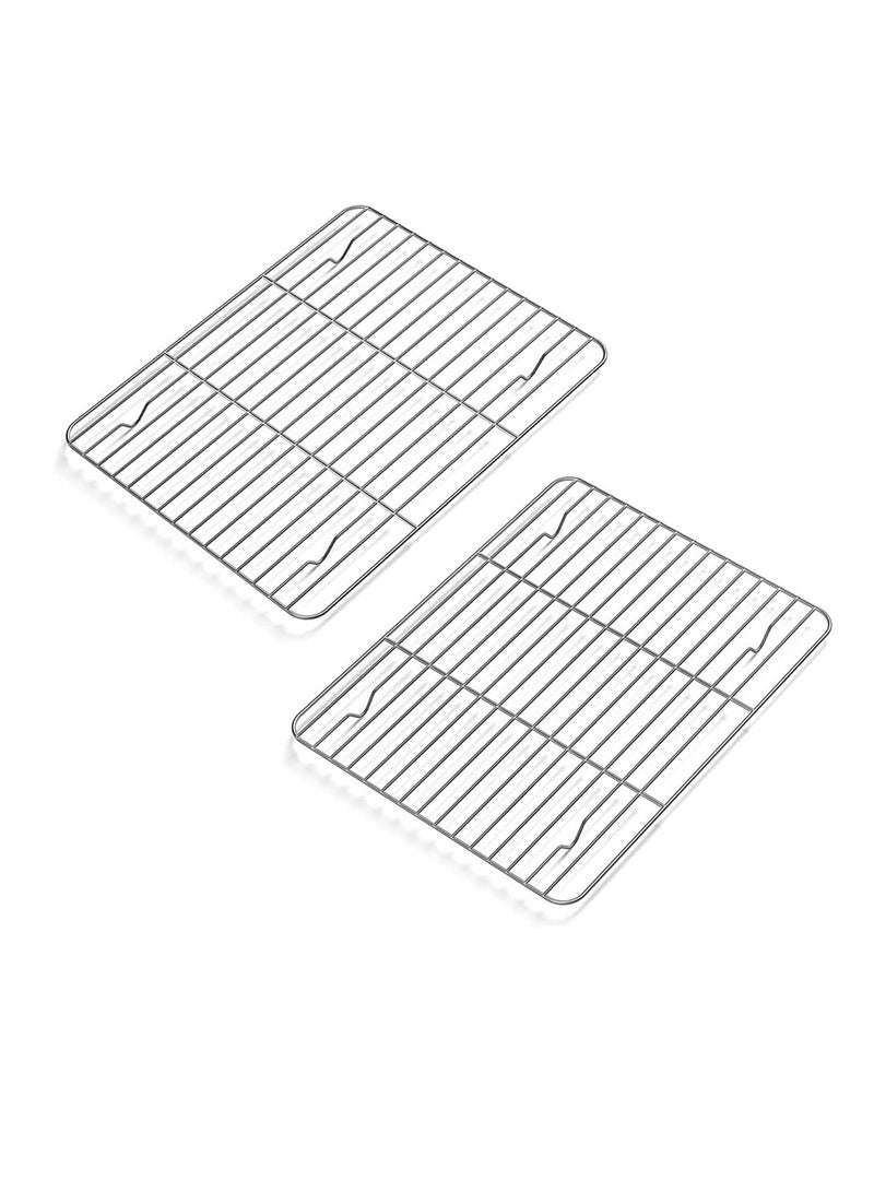 KASTWAVE 2 Pack Cooling Rack for Baking Stainless Steel Heavy Duty Wire Rack Baking Rack 11.8 9 in Cooling Racks for Cooking Fits Quarter Sheet Pan Small Toaster Oven Dishwasher Safe - Image 1