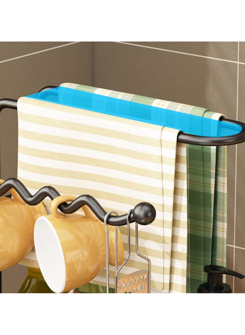 أنمي بالوعة منشفة بار الإسفنج حامل ، الإصبع منشفة رف مع استنزاف صينية ، بالوعة المطبخ العلبة المنظم تجفيف حامل ل القدح ، قائما بذاته أو الحائط (أسود) - Image 3