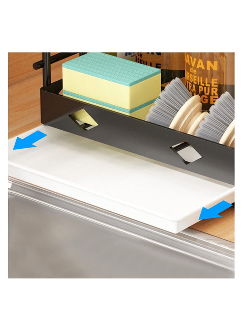 أنمي بالوعة منشفة بار الإسفنج حامل ، الإصبع منشفة رف مع استنزاف صينية ، بالوعة المطبخ العلبة المنظم تجفيف حامل ل القدح ، قائما بذاته أو الحائط (أسود) - Image 4