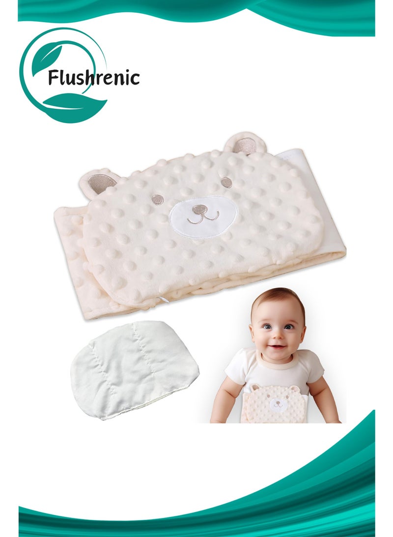 Flushrenic Relief for infant diarrhoea and flatulence - Red bean hot compress abdominal patch, infant warm abdominal patch wrap, relieves and soothes flatulence, bloating and stomach discomfort (beige) - Image 1