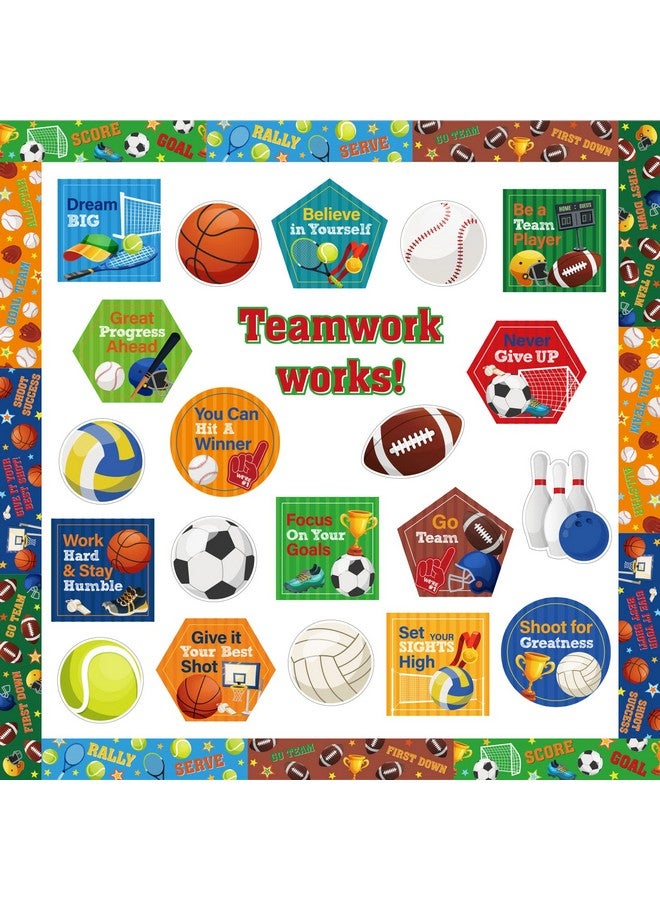 Tevxj Sports Motivational Bulletin Board Set With Bulletin Board Borders Teamwork Positive Sayings Accents Classroom Decor For Teachers Motivational Accents Sports Cutouts For Class School Decoration - Image 1