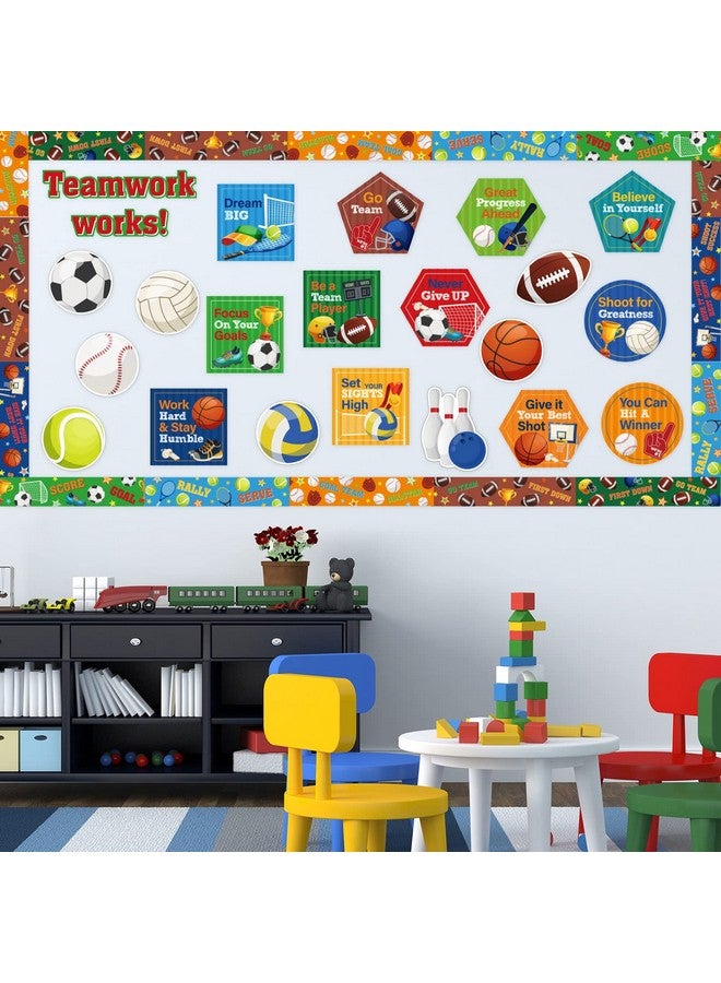 Tevxj Sports Motivational Bulletin Board Set With Bulletin Board Borders Teamwork Positive Sayings Accents Classroom Decor For Teachers Motivational Accents Sports Cutouts For Class School Decoration - Image 4